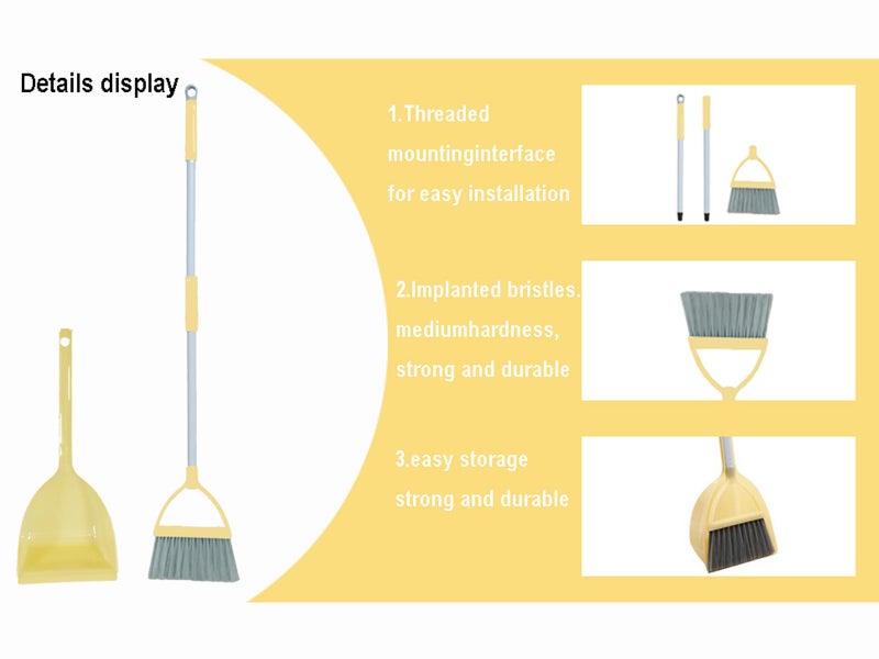 Xifando Mini Broom with Dustpan for Kids,Little Housekeeping Helper Set (Light Yellow) - Image 3